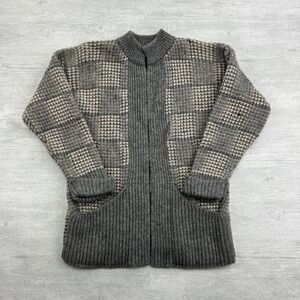 Vintage LeRoy Knitwear Cardigan Sweater Size Medium Gray Wool